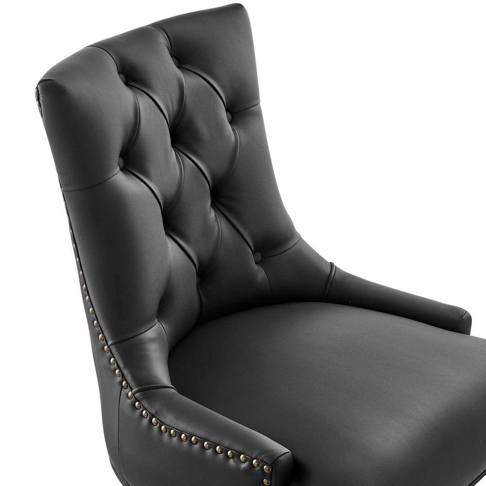 Vintage Glam Deco Black Vegan Leather Swivel Office Chair