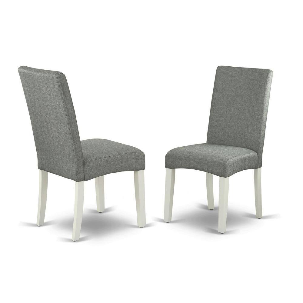 Linen White Round Pedestal Dining Table with Gray Chairs