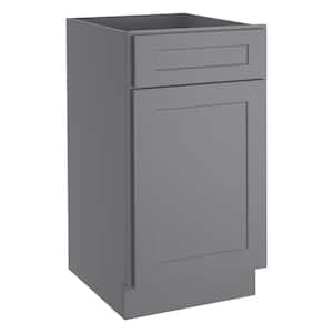 Newport 18 in. x 34.5 in. x 24 in. Light Shaker Gray Plywood Shaker Style Stock 1-Door 1-Drawer Base Kitchen Cabinet