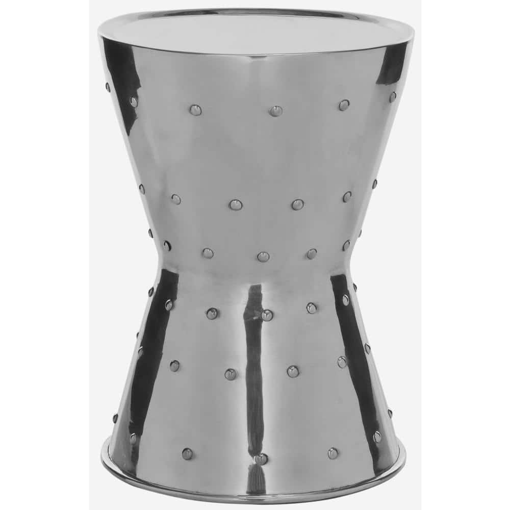 Silver Rivet Aluminum Hourglass Stool