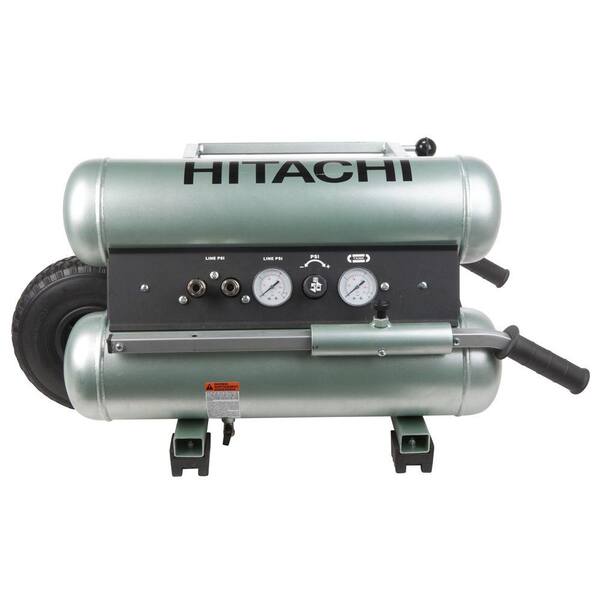 Hitachi 5 gal. 145 psi Wheel Barrow Air Compressor with 8 oz. Synthetic Oil and Dipstick