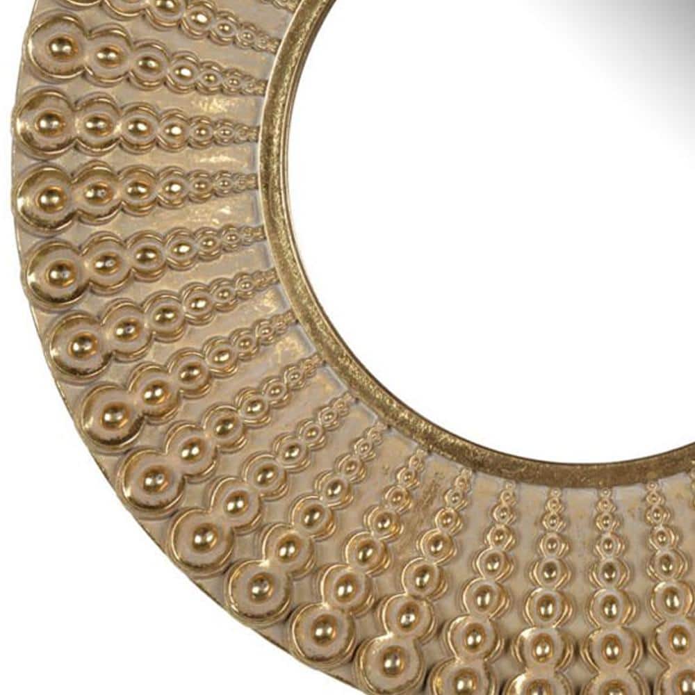 Aubrey 14" Gold Beaded Round Wall Mirror for Elegant Spaces
