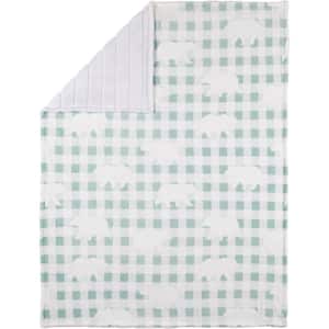 Aqua Plaid Polyester Throw Blanket