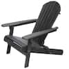 Dracelo Acacia Wood Foldable Adirondack Chair with Wood-Texture Drak Gray Finish-Weather-Resistant Outdoor Seating for Patio GT-956