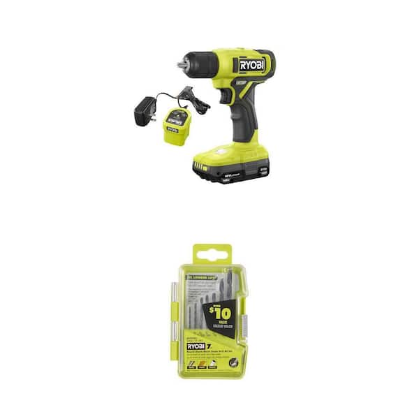 ONE+ 18V Cordless 3/8 in. Drill/Driver Kit with 1.5 Ah Battery and 7-Piece Black Oxide Drill Bit Set