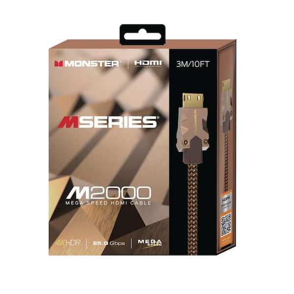 Monster 10 ft. M-2000 Mega-Speed HDMI Cable, 25 GBPS, Gaming TV Computer Cable