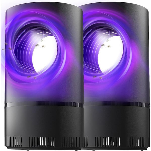 2-Pack Black Indoor Electric Insect Trap Safe Fly Killer Attractive UV Light with Super Strong Suction & Quiet Operation