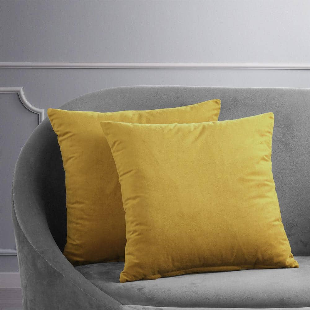 Mustard velvet cushions best sale