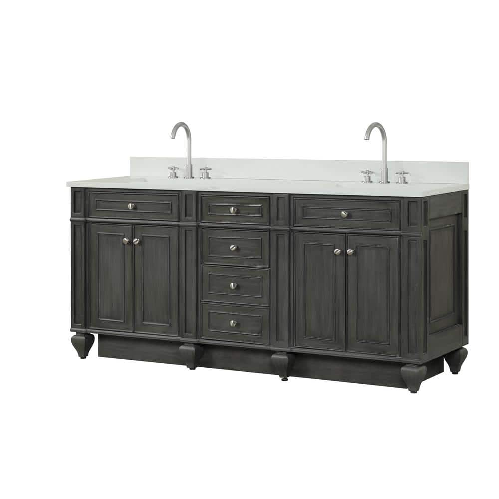 Design Element Winston 72 in. W x 22 in. D Bath Vanity in Antique Gray