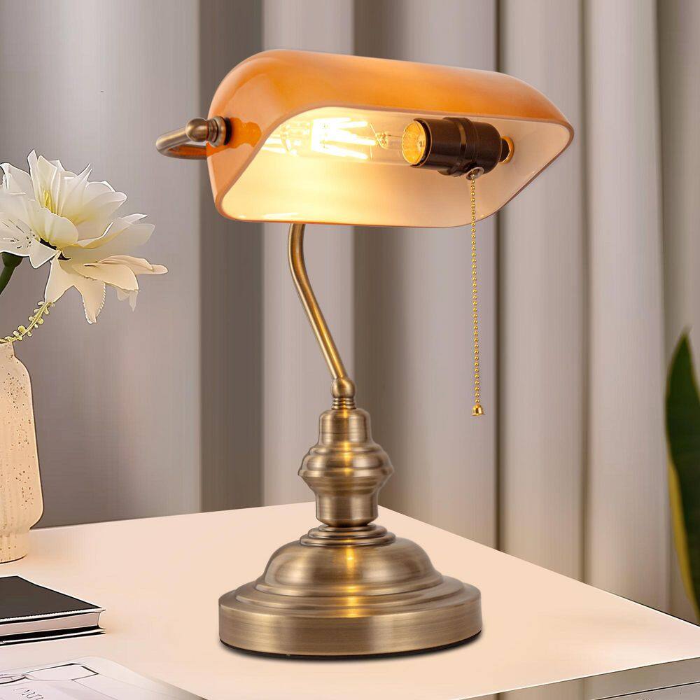 ゴールドメタルデスクライト Briignite 15 in. Retro Gold Desk Banker Lamp for Bedroom with