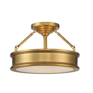 Grafton 15 in. 3-Light Liberty Gold Semi-Flush Mount Ceiling Light