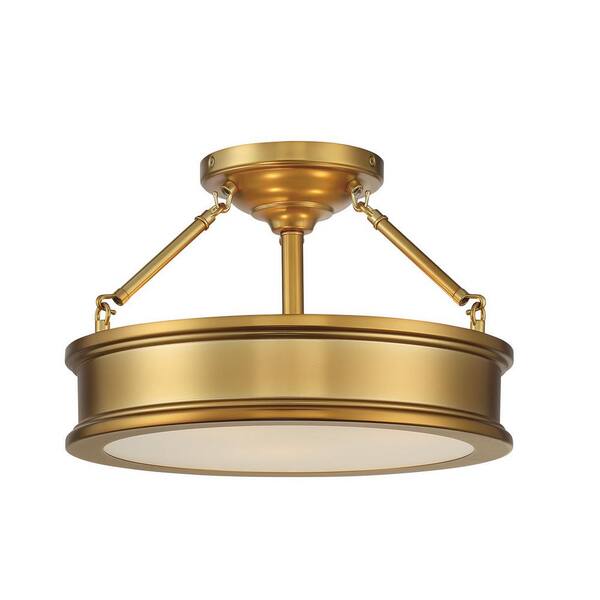 Home Decorators Collection Grafton 15 In 3 Light Liberty Gold Semi Flush Mount Ceiling 25956 - Home Decorators Collection Grafton