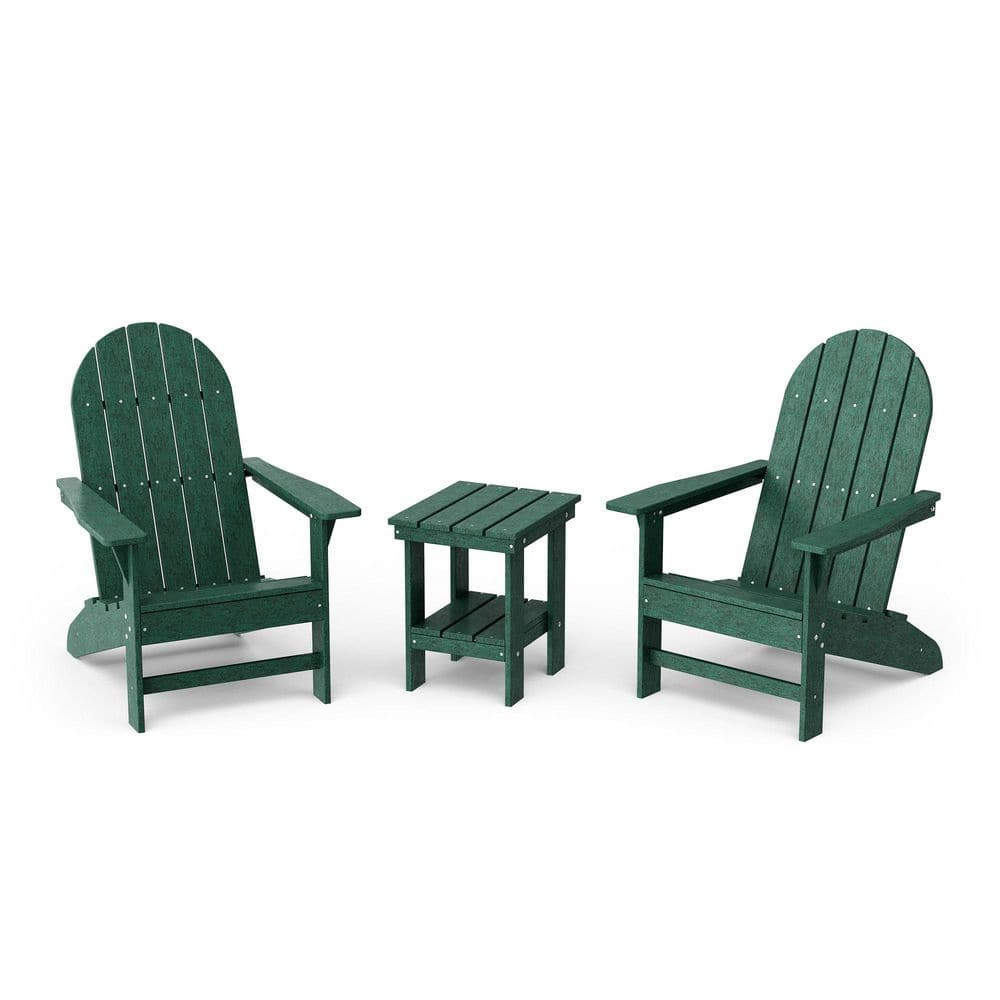 Freedom Turf Green HDPE Plastic Traditional Outdoor Adirondack Chair with Side Table (2-Pack) price history on PriceWatchPro