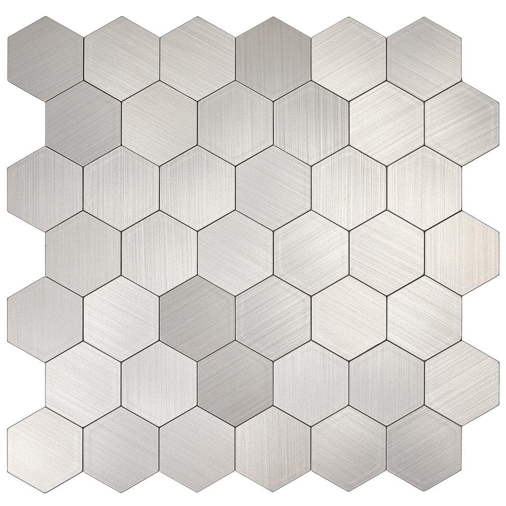 AVANT DECOR Hexagons Brushed Aluminum Mosaic 11.5 in. x