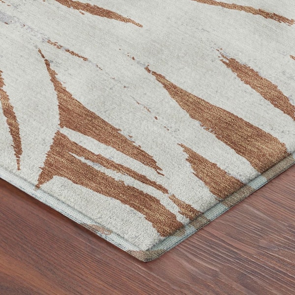 Mayfield Premium Machine Washable Abstract AMF2263 Copper 10 ft. x 14 ft. Area Rug