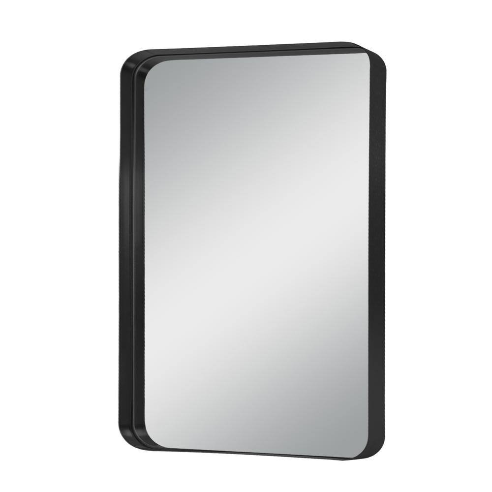 NEUTYPE 50 in. W x 31 in. H Rectangle Metal Framed Black Deep Modern Wall Mirror HDMR01120