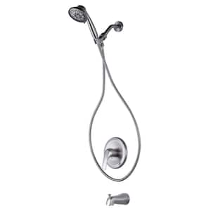 Single Handle 8-Spray Shower Faucet 1.8 GPM with High Pressure Tub Spout and Shower Trim Kit Valve in. Bruhsed Nickel