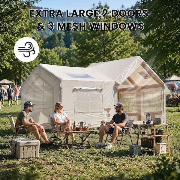 BOZTIY 8-Person Inflatable Tent with Hand Pump Easy Setup Blow Up