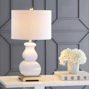Vienna 25.5 in. White/Gold Ceramic LED Table Lamp