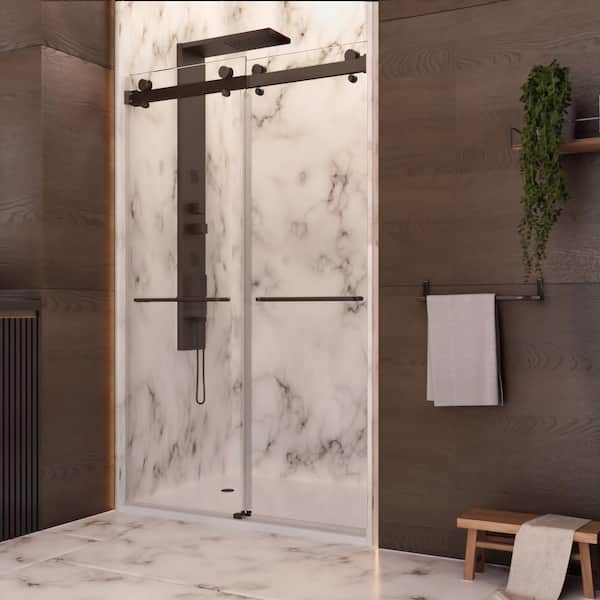 Luna 44 - 48 in. W x 76 in. H Frameless Bypass Sliding Shower Door in Oil Rubbed Bronze