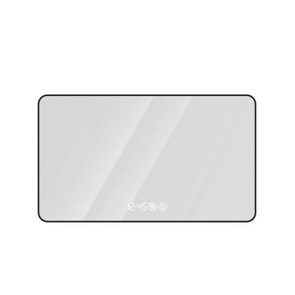 48 in W x 32 in. H Black Framed Wall Vanity Mirror with Light Rounded Corners Anti Fog, Dimmable, Tricolor Temperature