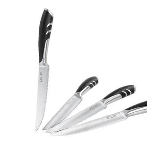 5 in. Stainless Steel Full Tang Serrated Edge Steak Knives with Comfortable Non-slip Handle (Set of 4)
