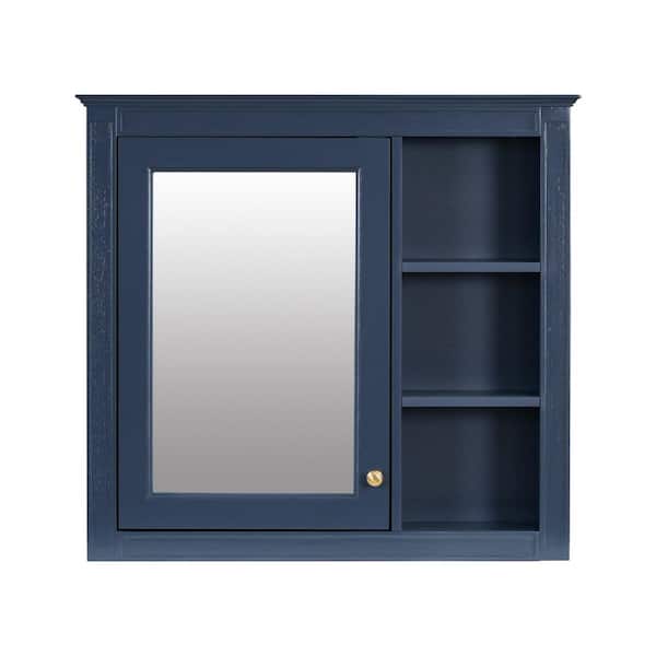 Avex Blue 30 in. W x 28 in. H Rectangular MDF Medicine Cabinet with Mirror