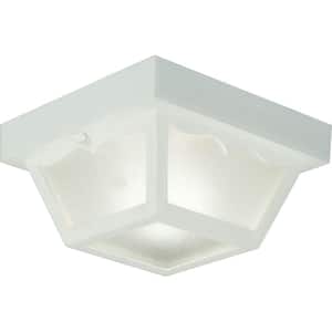 1-Light 8-1/4 in.White Acrylic Traditional Outdoor Close-to-Ceiling Light with Scalloped Detail