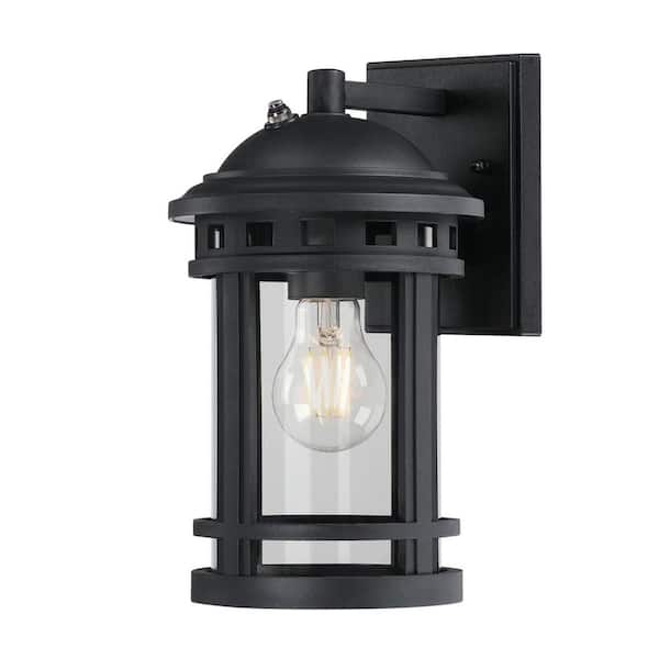 Westinghouse Belon 1-Light Black Outdoor Wall Mount Lantern with Clear Glass, Dusk to Dawn Sensor