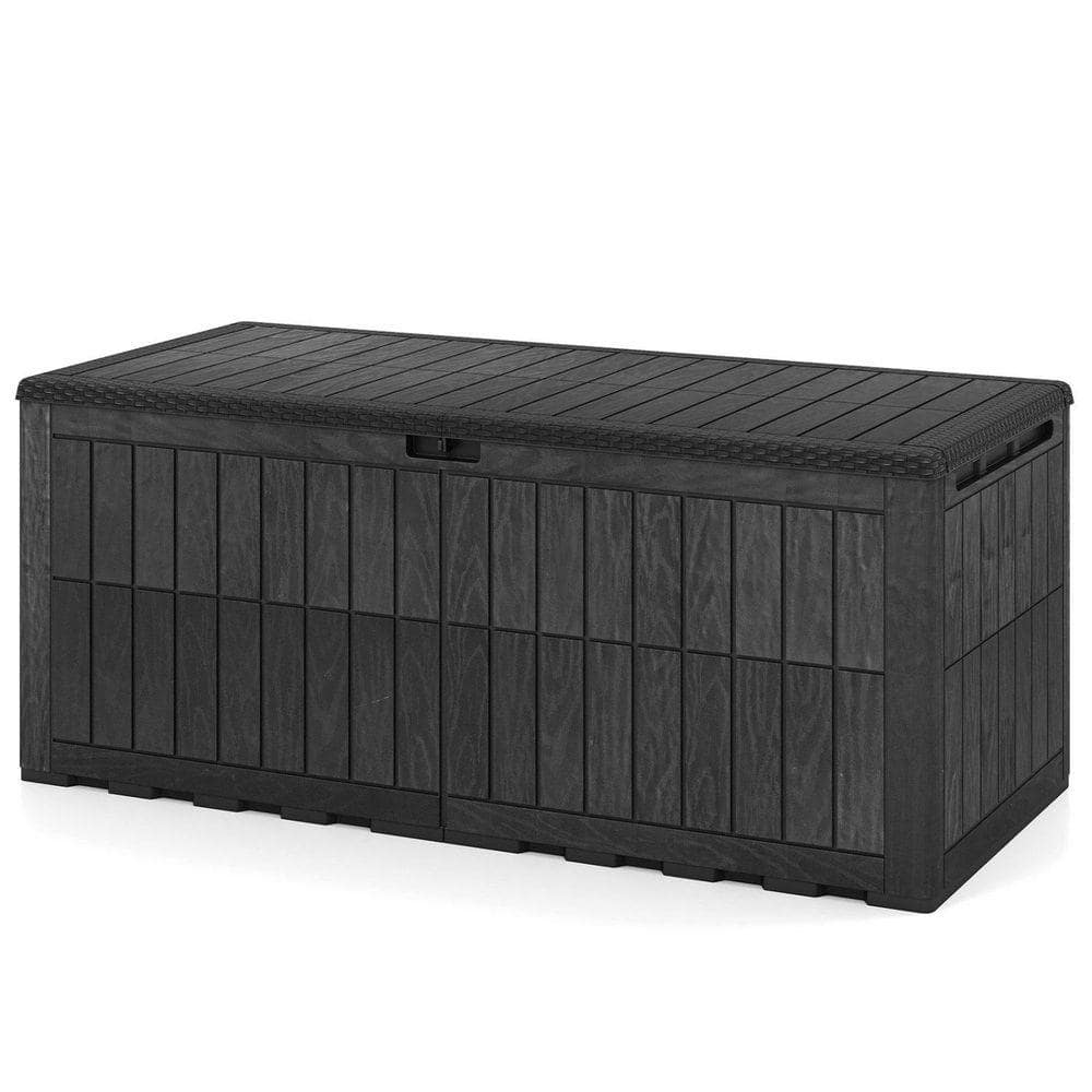 180 Gal. 60.5 in. D Black Deck Box with Lid and Handles