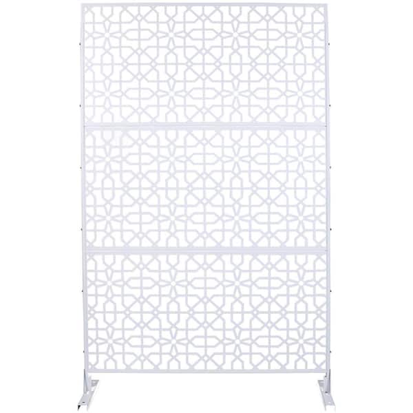 48 in. W x 76 in. H White Steel Privacy Fence Screen for Garden Fence