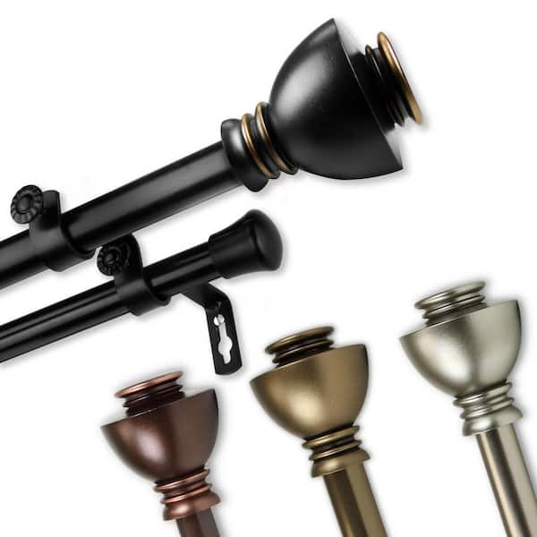 Unbranded 120 in. to 170 in. 13/16 in Friedman Double Adjustable Curtain Rod - Cocoa