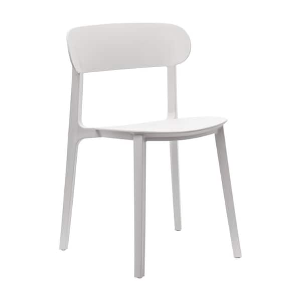 Dover White with Curved Backrest Indoor-Outdoor Stacking Patio Chair in White