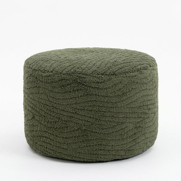 HAY POUF eucalyptus BIGクッション プフ グリーン Plush Fiber Green Upholstered Round Pouf Ottoman with Supportive