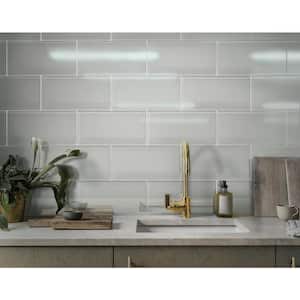Beige 8-in. x 16-in. Subway Polished Glass Floor and Wall Tile (13.33 Sq ft/case)