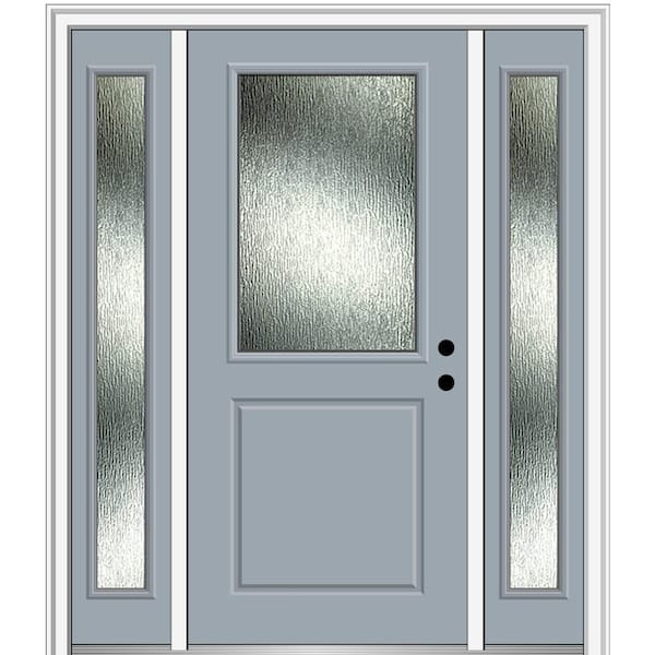MMI Door 60 in. x 80 in. Left-Hand Inswing Rain Glass Storm Cloud Fiberglass Prehung Front Door on 6-9/16 in. Frame