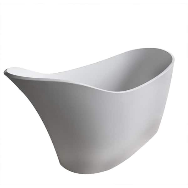 Universal Tubs Curve Stone 5.6 ft. Artificial Stone Center Drain Oval Bathtub in White