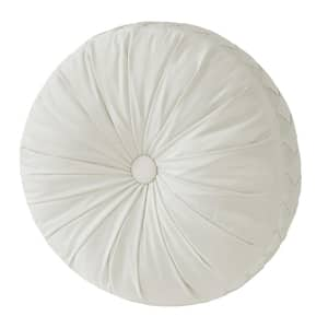 Blanchard Ivory Polyester Solid Tufted Round Decorative Throw Pillow 15 In. L X 15 In. W