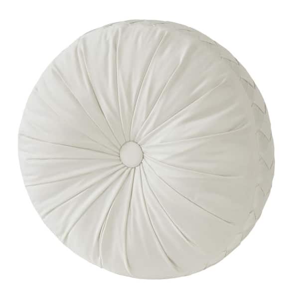 Unbranded Blanchard Ivory Polyester Solid Tufted Round Decorative Throw Pillow 15 In. L X 15 In. W