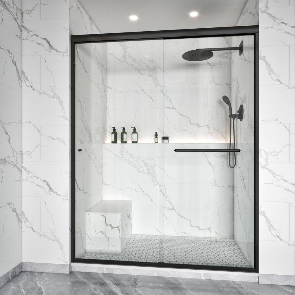 56-61 in. W x 76 in. H Double Sliding Framed Shower Door in Matte Black with 1/4 in. Clear SGCC Tempered Glass price history on PriceWatchPro