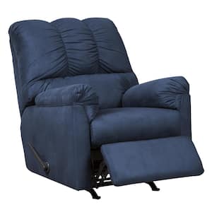 Blue Fabric Rocker Recliner with Tufted Backrest