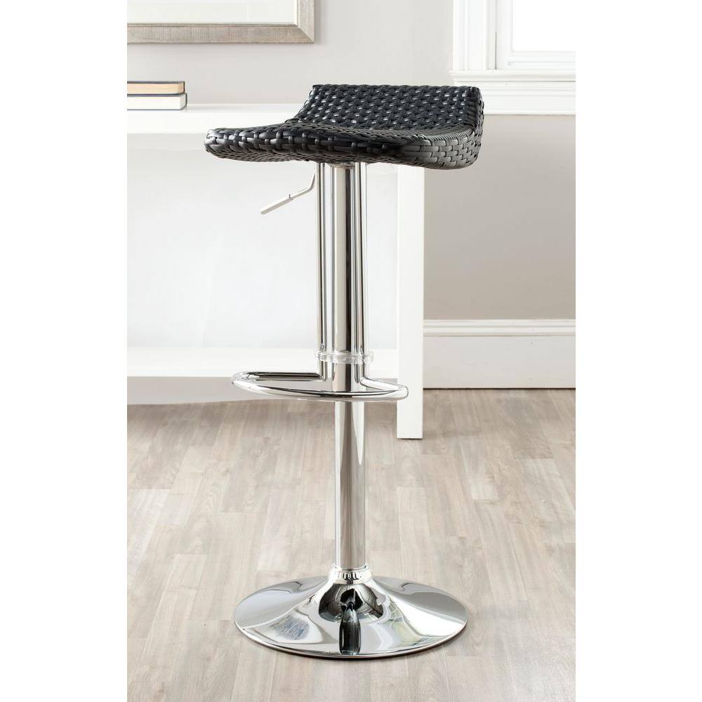 Juji Black Wicker Adjustable Swivel Bar Stool