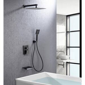 Luxury 1-Handle Soft 1-Spray Pattern Tub and Shower Faucet with Hand Shower in Matte Black (Valve Included)