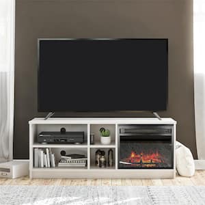 Noble Ivory Oak TV Stand Fits TV's up to 55 in. With Electric Fireplace Insert and 4-Shelves