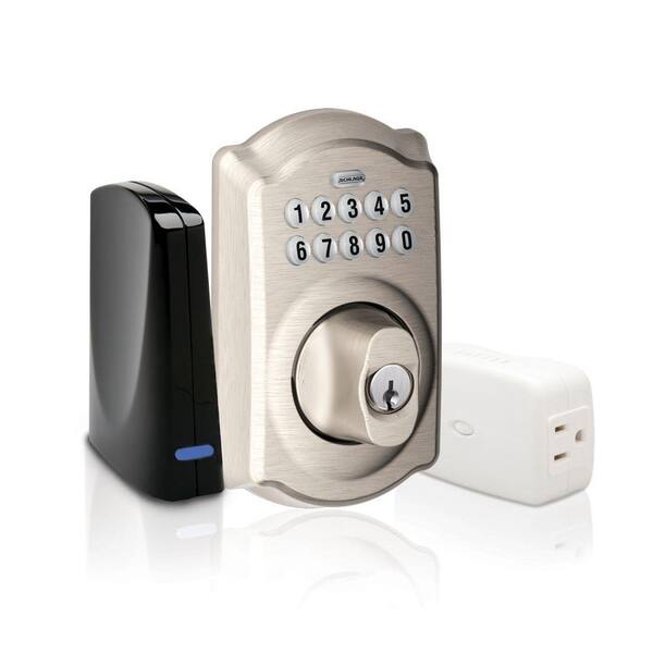 Schlage Satin Nickel Keypad Deadbolt Home Security Kit with Nexia Home Intelligence-DISCONTINUED