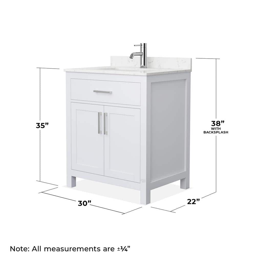 White Freestanding Single Bathroom Vanity with Marble Top