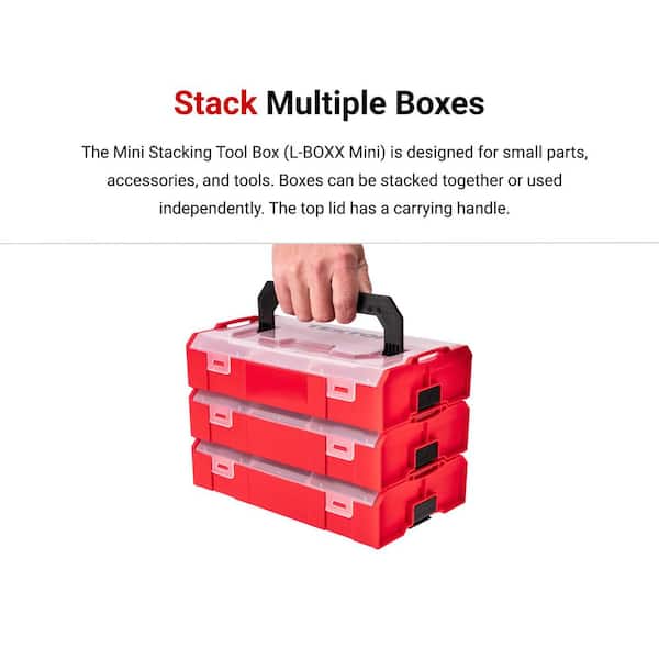 TEKTON 6-Compartment Red Mini Stacking Tool Box with Dividers (3