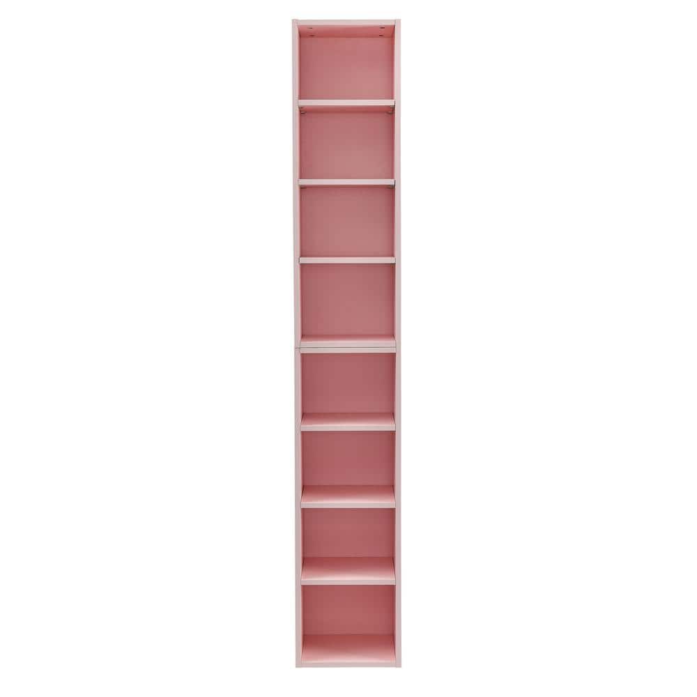 11.6 in. W x 9.3 in. D x 70.9 in. H Pink Linen Cabinet, 8-Tier Media Tower 