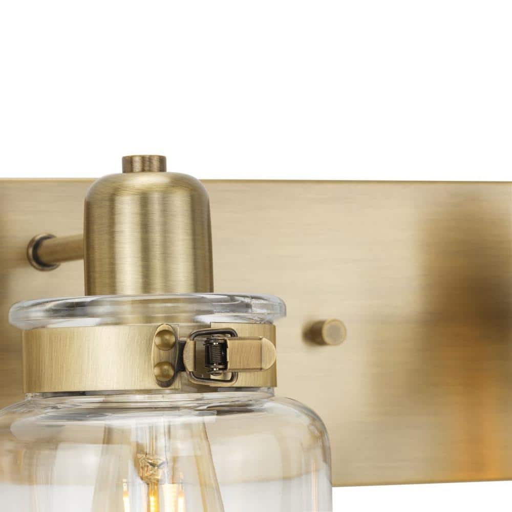 Calhoun 4-Light Vintage Brass and Clear Glass Bath Vanity Light
