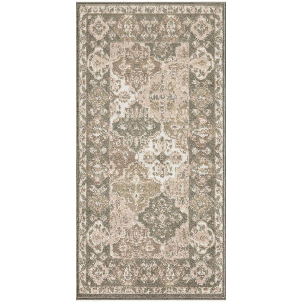 Nourison Grafix Green doormat 2 ft. x 4 ft. Center medallion ...